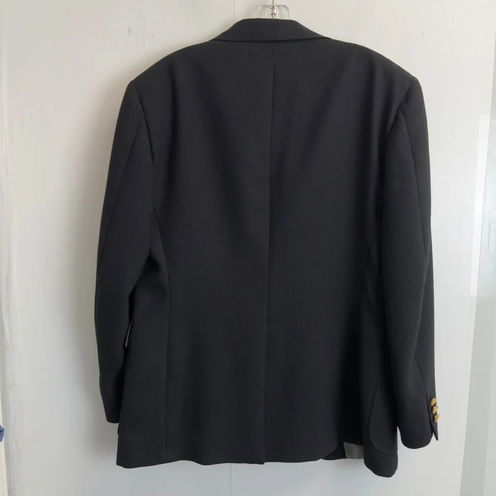 Stafford American Craftsmen Mens 40S Black Blazer Gold Crest Buttons Made in USA